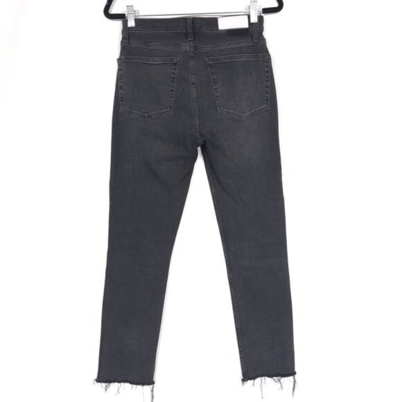 RE/DONE Women's Jeans Size 28 LIVEINBLK Raw Hem Black Button Fly 196-3WHRAC‎ - Picture 2 of 11